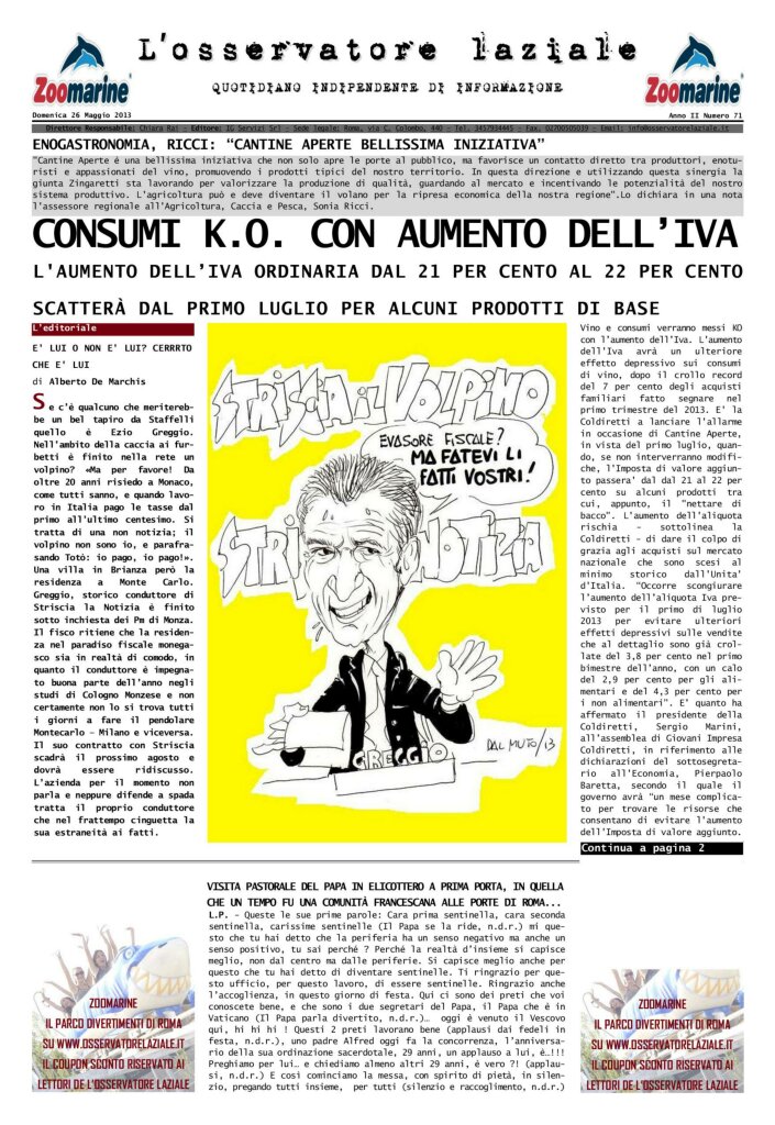 L'osservatore d'Italia edizione del 26 Maggio 2013